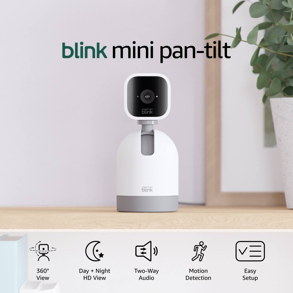 Blink Mini Pan-Tilt - Blink Mini T+ 360 View Day + Night HD View Two-Way Audio Motion Detection Easy Setup