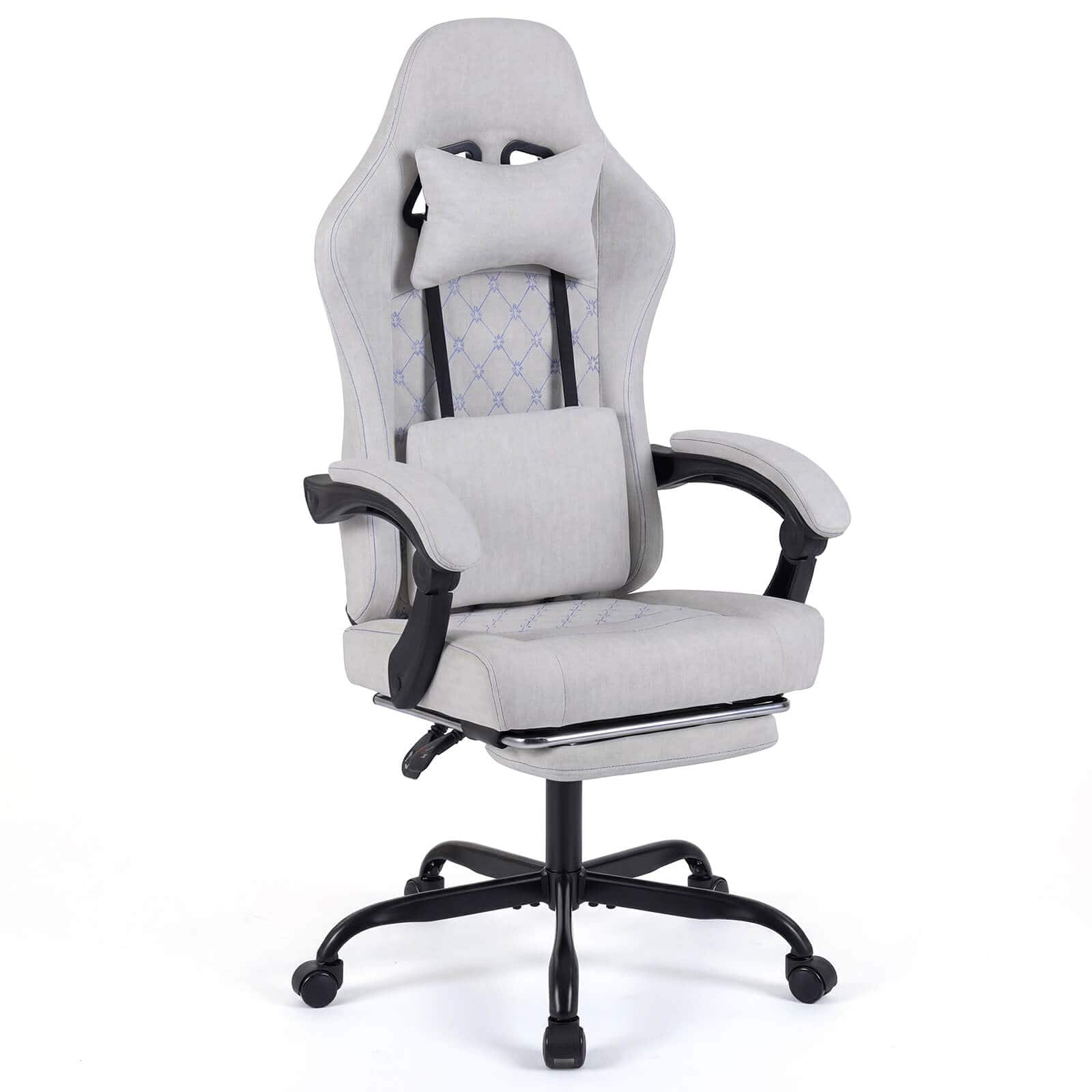 Costway - Height Adjustable Computer Chair with Headrest, Lumbar Support, Linkage Armrests - Gray