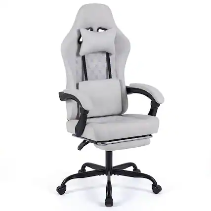 Front. Costway - Costway Height Adjustable Computer Chair with Headrest, Lumbar Support, Linkage Armrests - Gray.