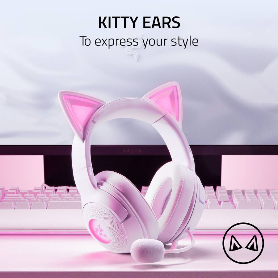 Razer Kraken Kitty V2 Wired Over the Ear Gaming Headset for