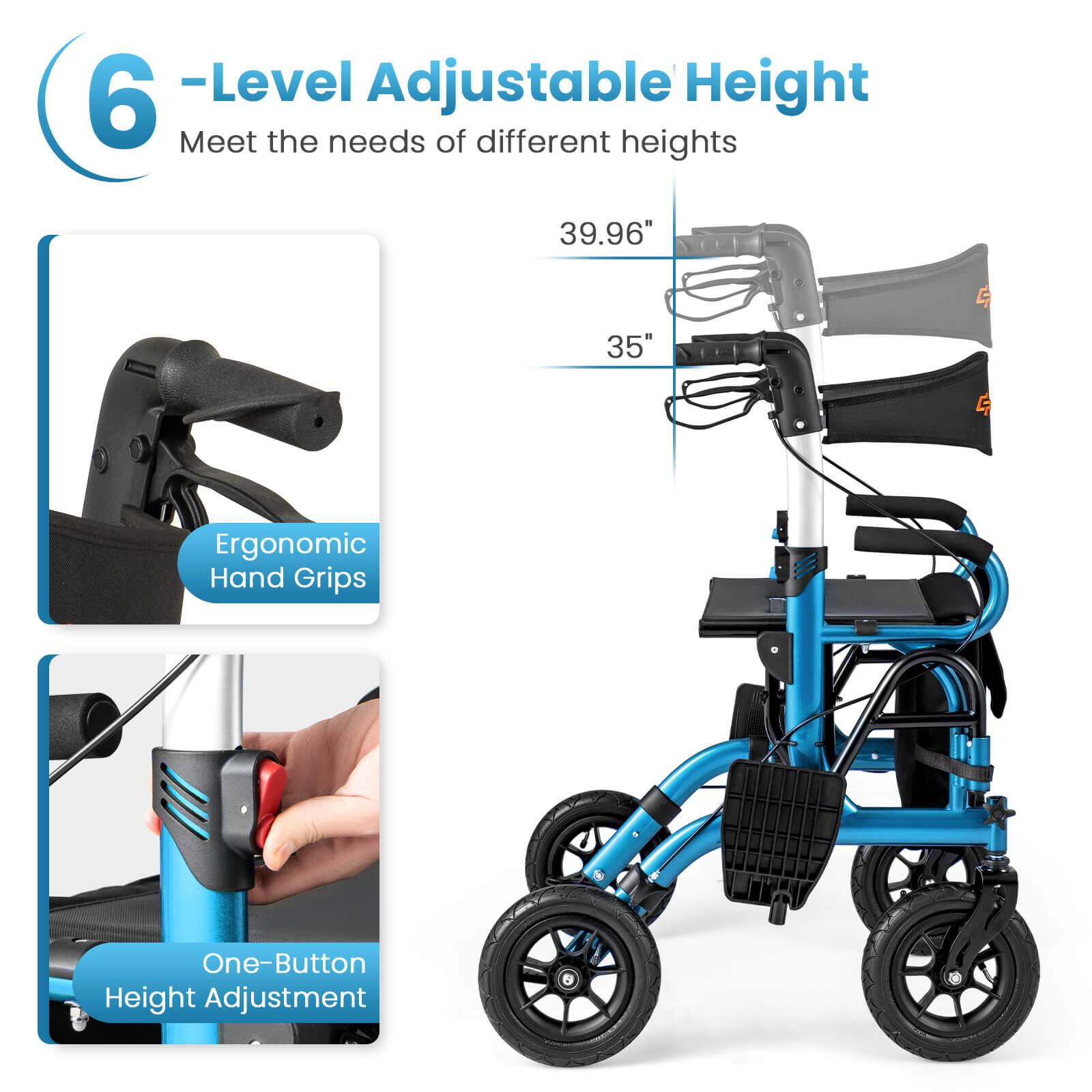 6 - Level Adjustable Height
Meet the needs of different heights
39.96"
35"
Ergonomic Hand Grips
One-Button Height Adjustment