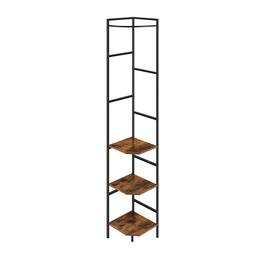 Oumilen - Corner Hall Tree – 3‑Tier Corner Coat Rack with Storage Shelves, Industrial Organizer for Entryway - Brown