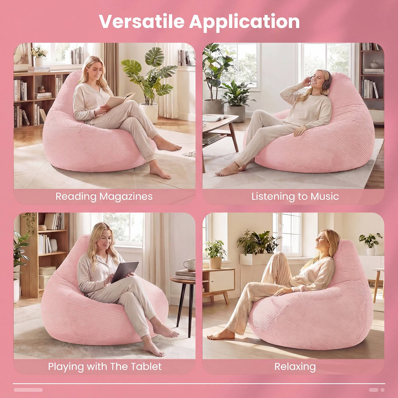 Versatile Application

- Reading Magazines
- Listening to Music
- Playing with The Tablet
- Relaxing