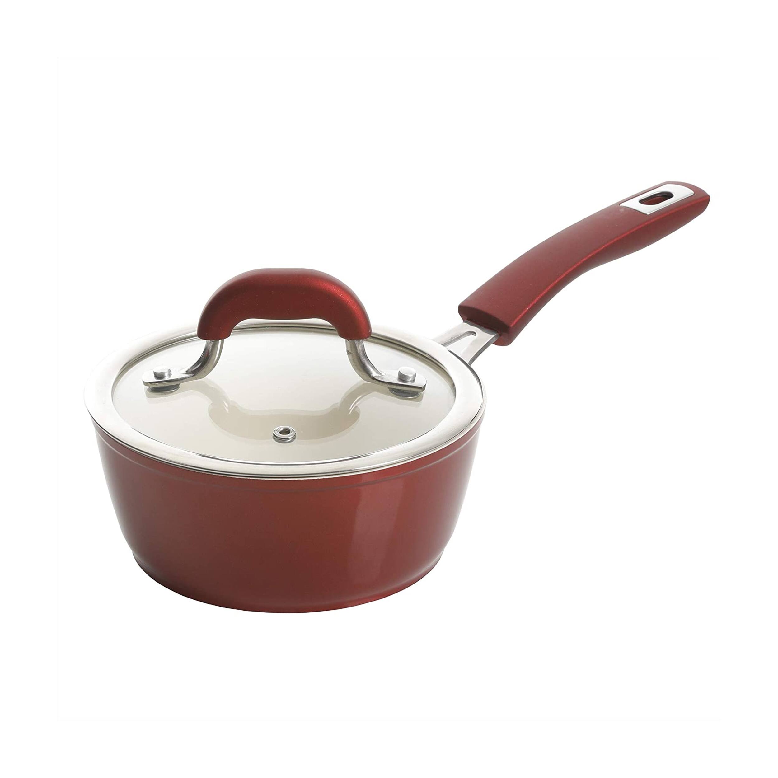 Alt View 7. Kenmore - Kenmore Arlington 12 Piece Aluminum Ceramic Coated Nonstick Cookware Set in Metallic Red - Metallic Red.