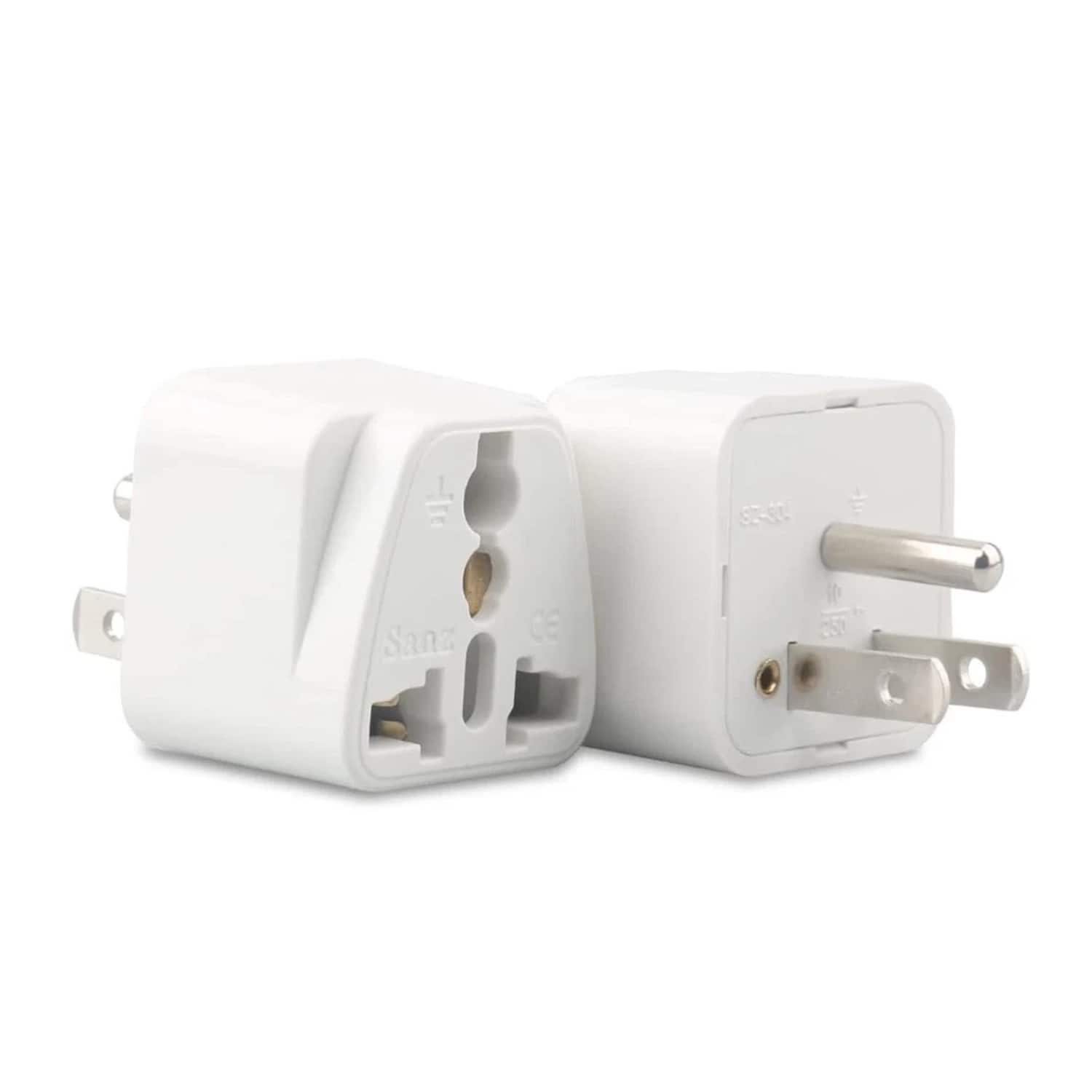 Stock Preferred - 2-Pack Universal Power Plug Adapter Converter - White