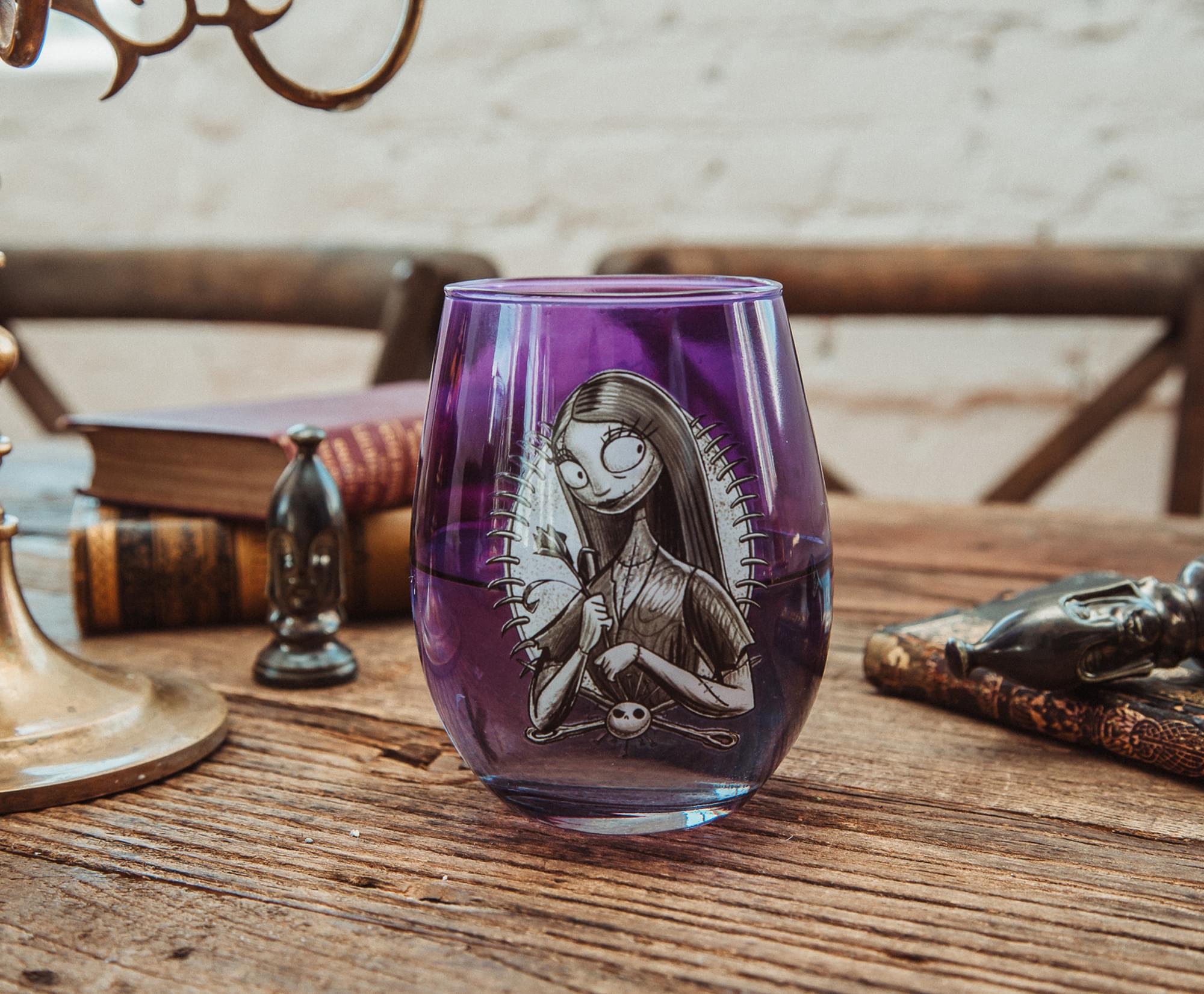 Alt View 3. Disney - Disney The Nightmare Before Christmas Sally Purple Stemless Wine Glass - Purple.