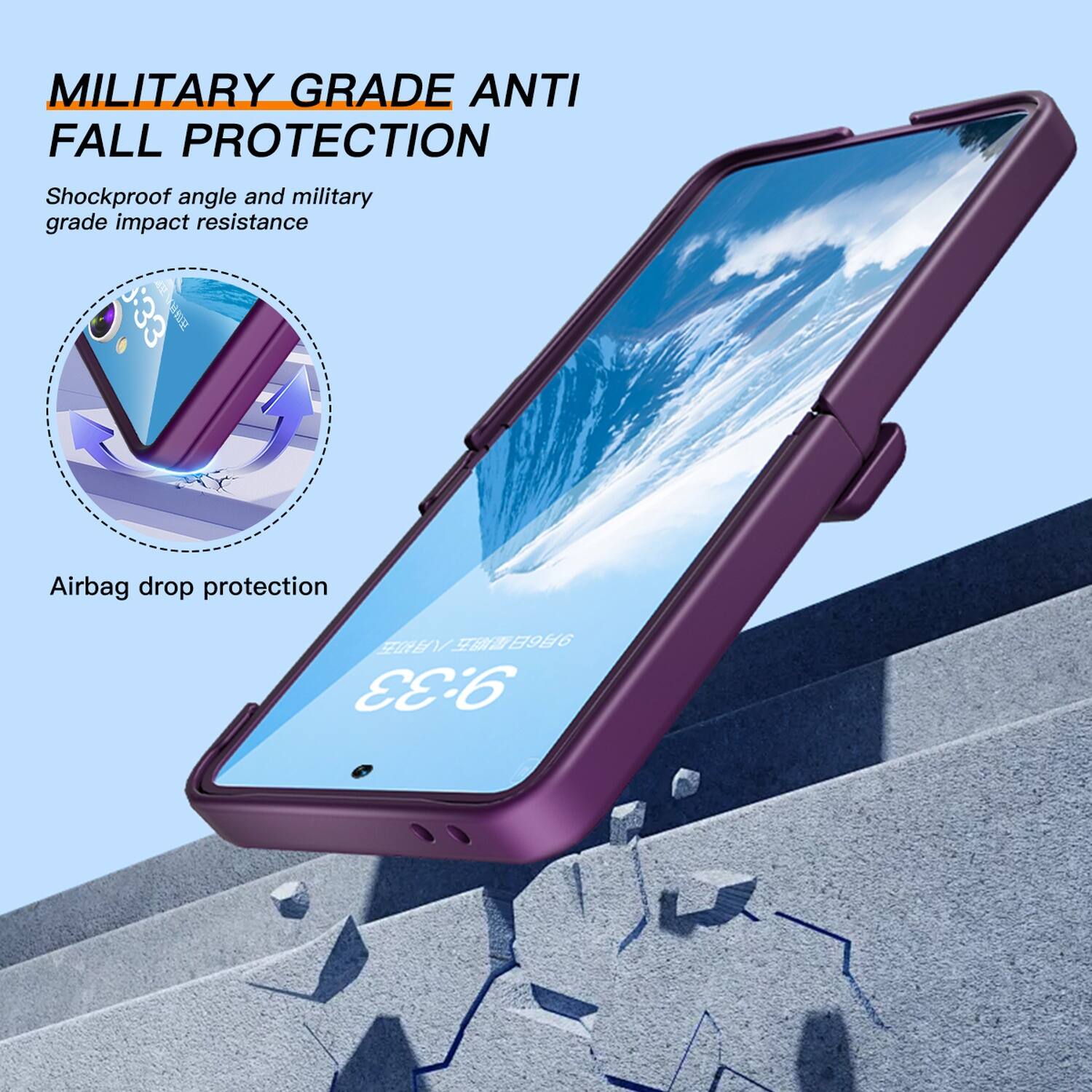 MILITARY GRADE ANTI FALL PROTECTION

Shockproof angle and military grade impact resistance

Airbag drop protection