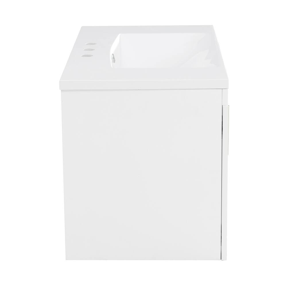 Alt View 10. Loheer - Loheer 36 inch Wall Mounted Bathroom Vanity White Floating Bathroom Vanity with Resin Sink and 2 Drawers - White.