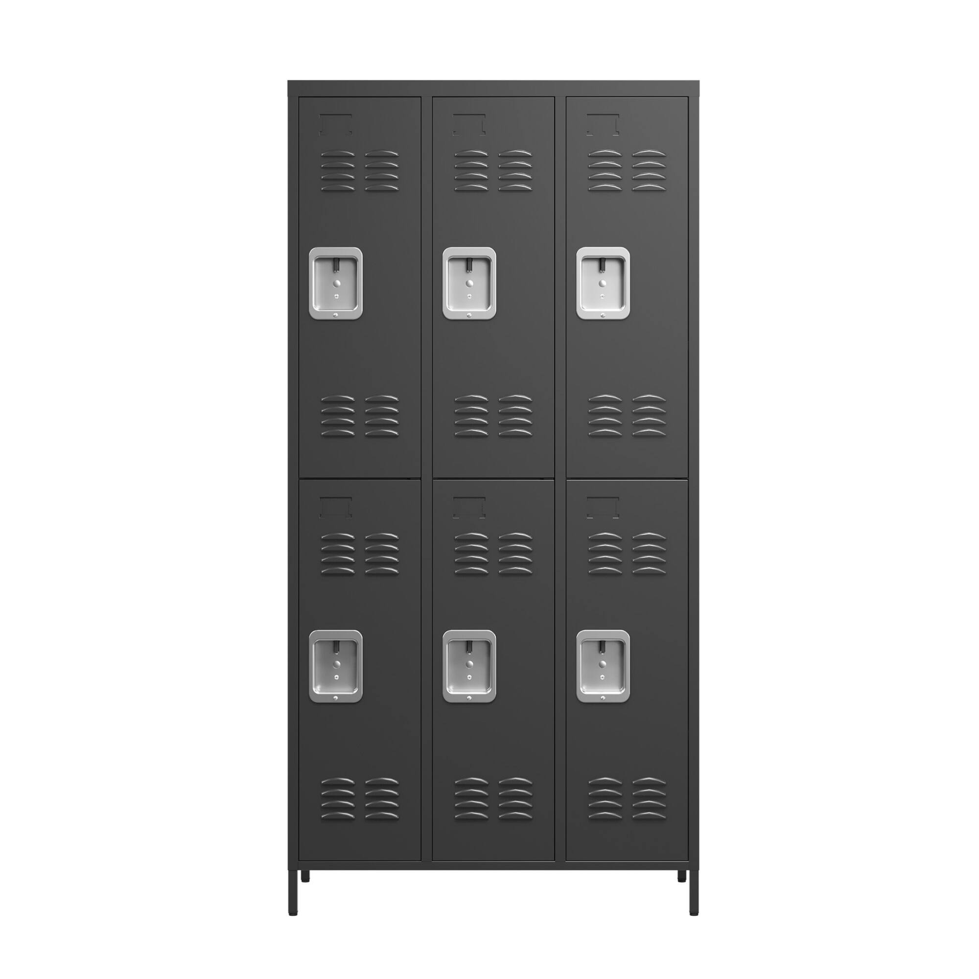 Alt View 6. GOODSILO - 6-Door Full-Height Steel Storage Locker Cabinet with Key Locks for Secure Organization - Black.