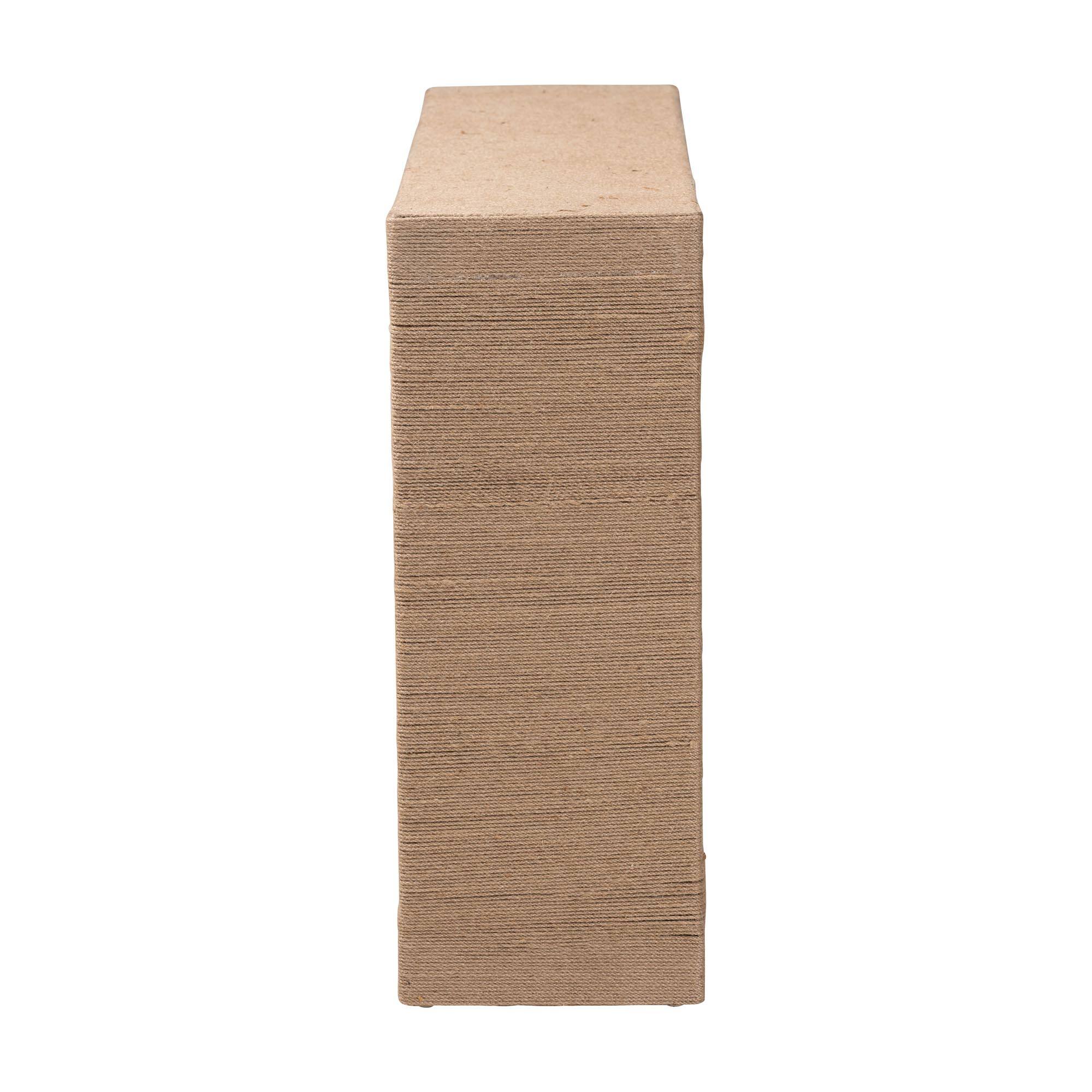 Left. bali & pari - Rajiya Handwoven Jute Console Table - Rectangular Open-Frame Entryway Table with Natural Texture, Minimalist - Natural Brown.