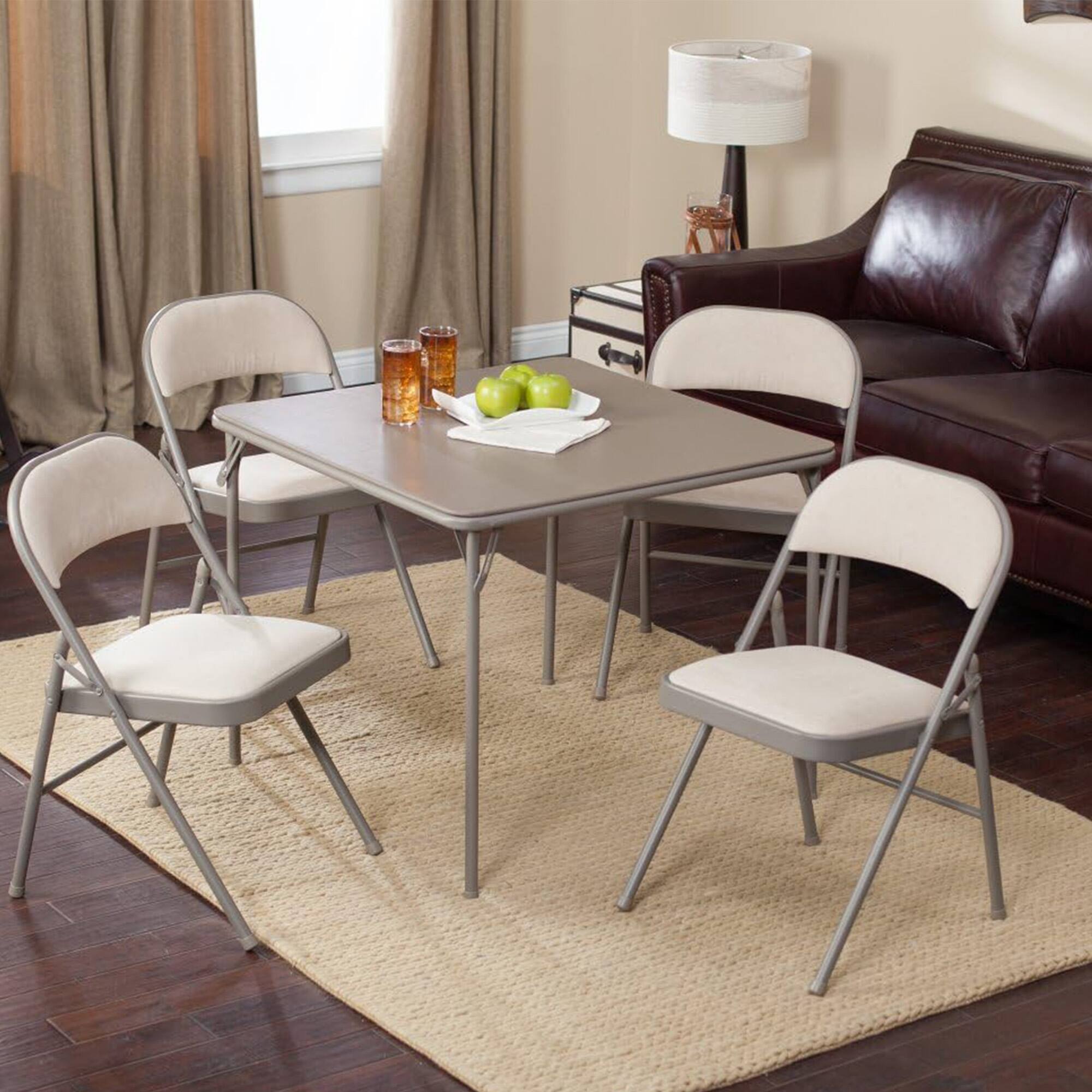 Alt View 2. MECO - MECO Sudden Comfort 5 Piece 34x34 Card Table and 4 Chairs Folding Furniture Set - Tan.