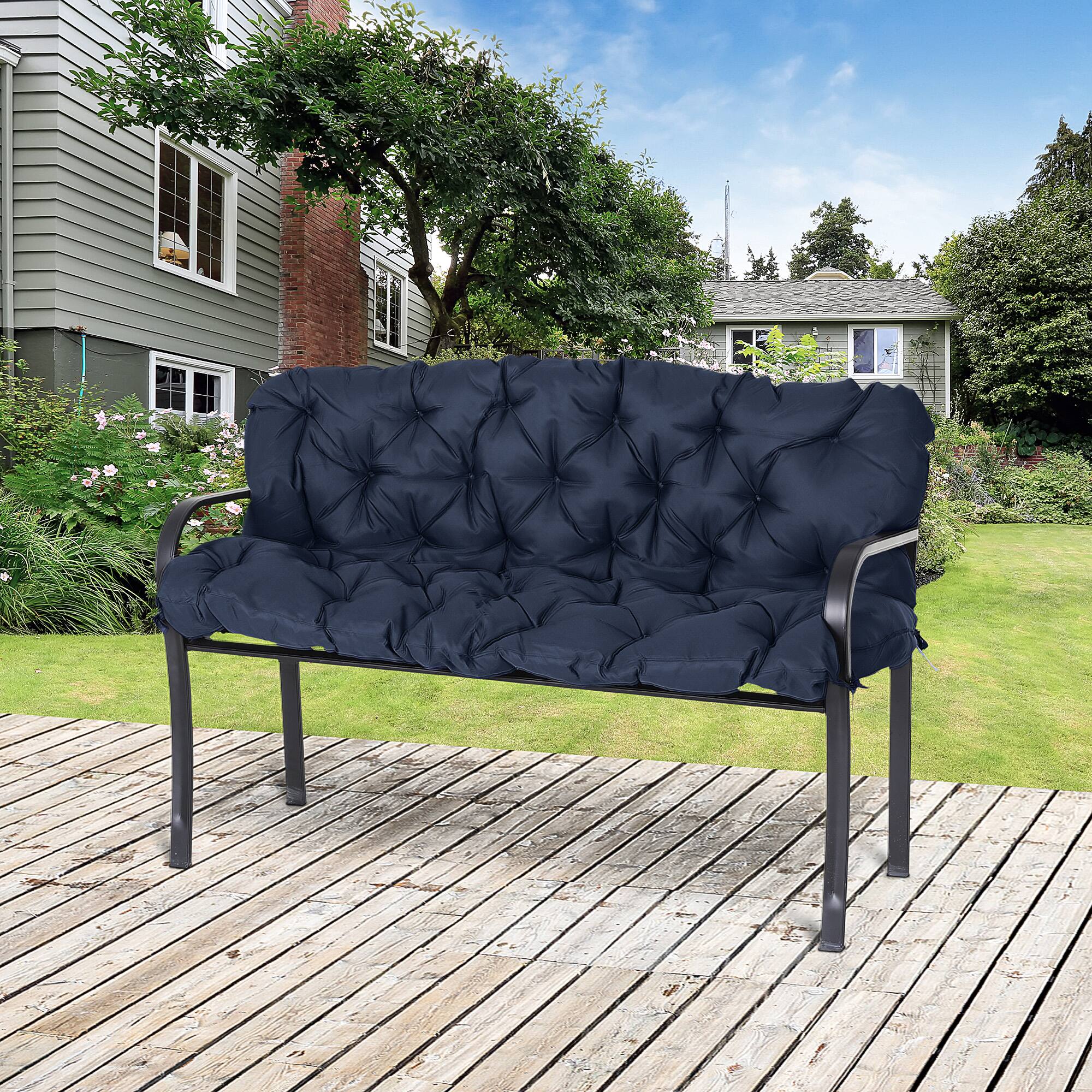 Alt View 1. Outsunny - 59" x 38" Tufted Bench Cushion for Outdoor Furniture, 3-Seater Replacement for Swing Chair, Patio Sofa/Couch - Blue.