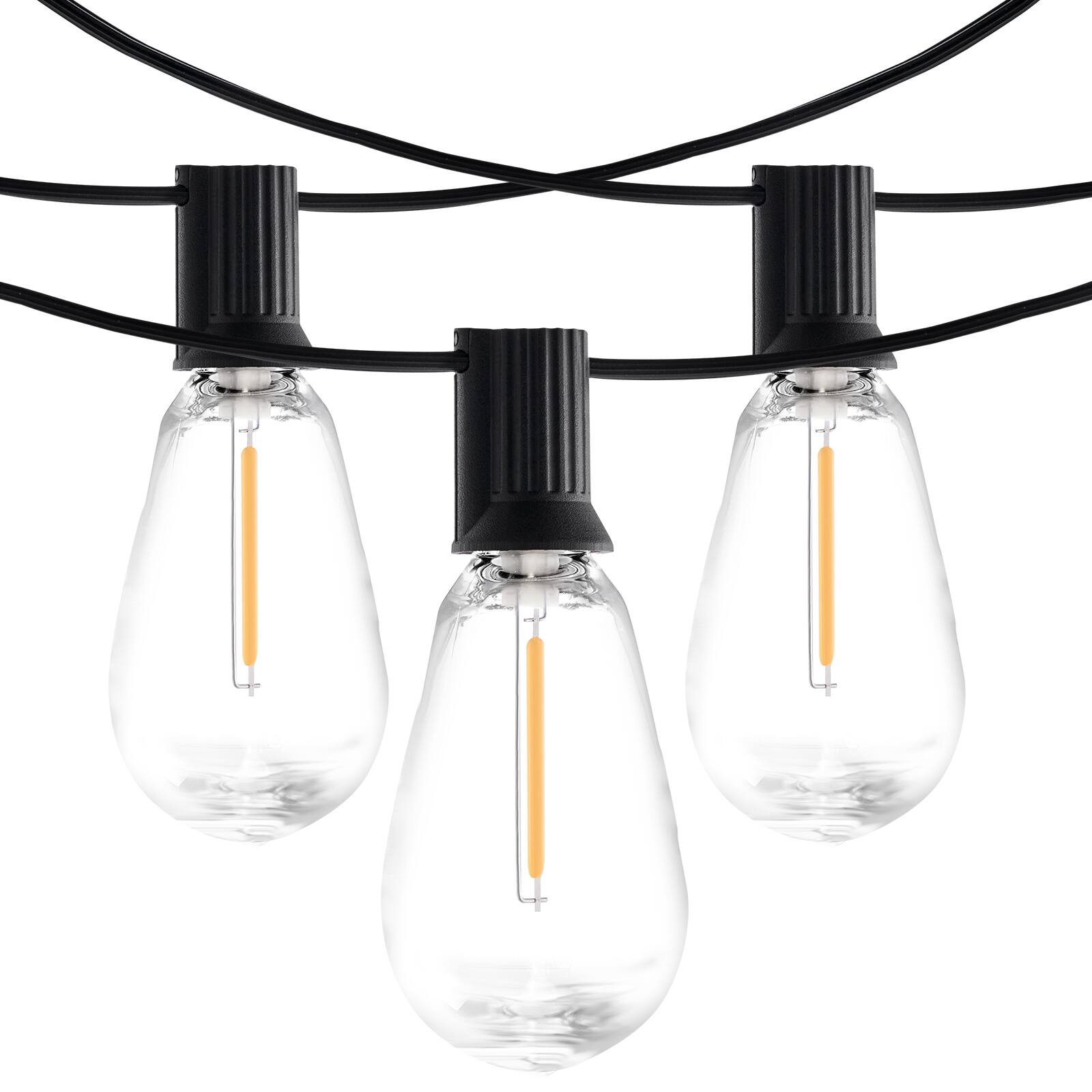 Alt View 5. VEVOR - LED Outdoor String Lights, 50FT, 2700K Dimmable Outside Patio Lights with 15 S14 Shatterproof Bulbs E12 Socket Base - Black.