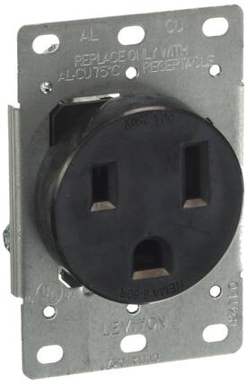 CU AL ONLY WITH REPLACE RECEPTACLE
AL-CU 75°C
50A-250V
UL
UC
6-50R NEMA
LEVITON 75C RATING
1B47LO