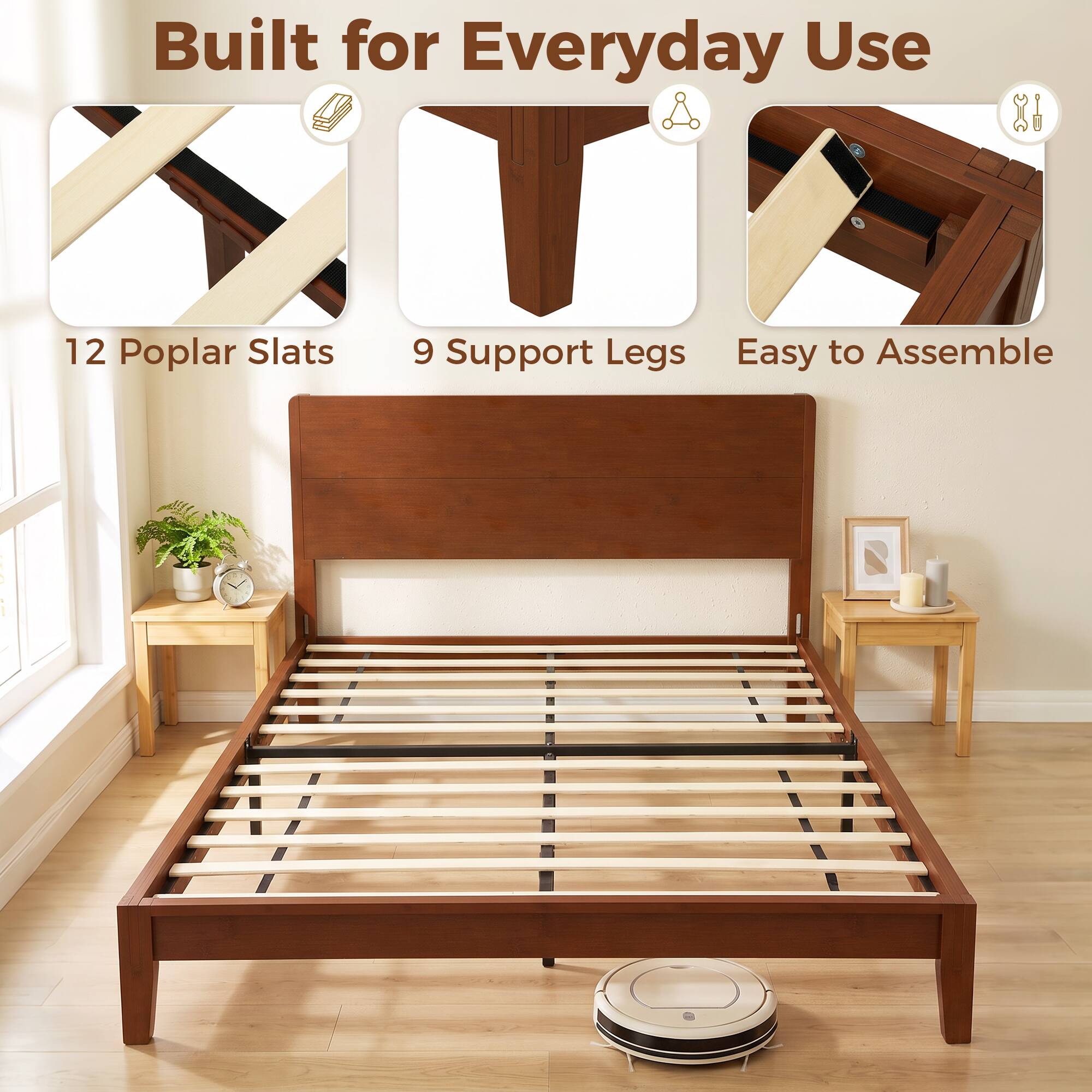 Built for Everyday Use

- 12 Poplar Slats
- 9 Support Legs
- Easy to Assemble