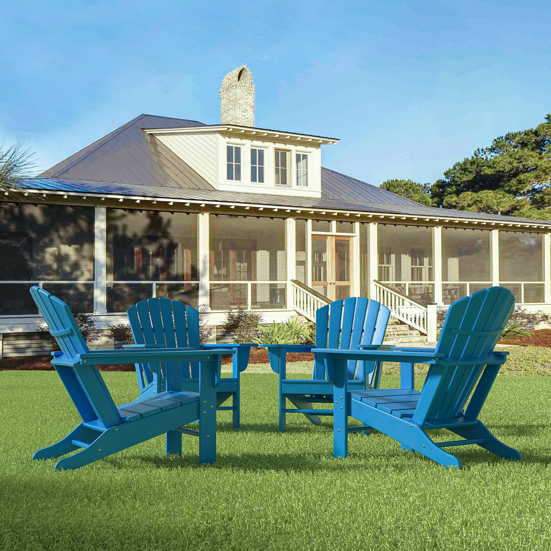 Angle. WestinTrends - WestinTrends Dylan Outdoor Adirondack Chair (Set of 4) - Pacific Blue.
