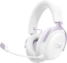 Front. HyperX - Cloud III S Wireless Gaming Headset for PC, PS5, PS4, Nintendo Switch, Mac, and Mobile - White/Lavender.