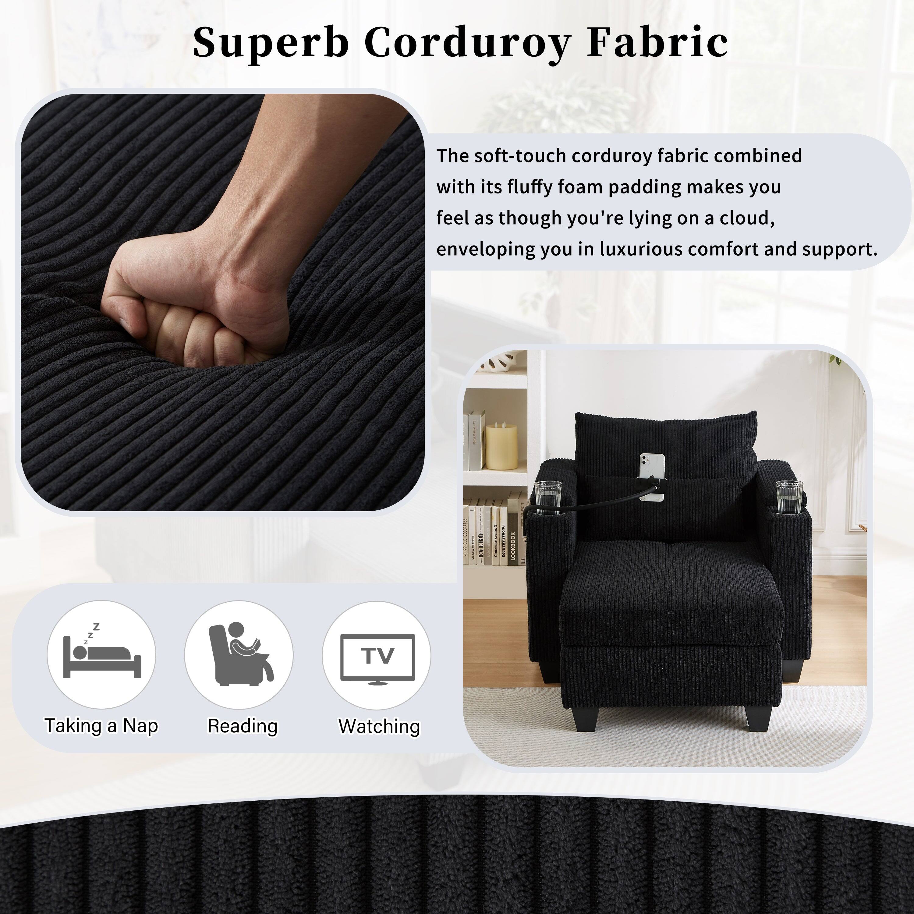 Superb Corduroy Fabric

The soft-touch corduroy fabric combined with its fluffy foam padding makes you feel as though you're lying on a cloud, enveloping you in luxurious comfort and support.

Taking a Nap  
Reading  
Watching