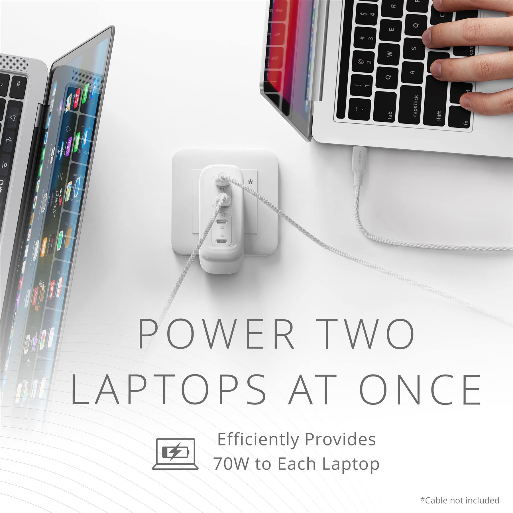 POWER TWO LAPTOPS AT ONCE  
Efficiently Provides 70W to Each Laptop  
*Cable not included