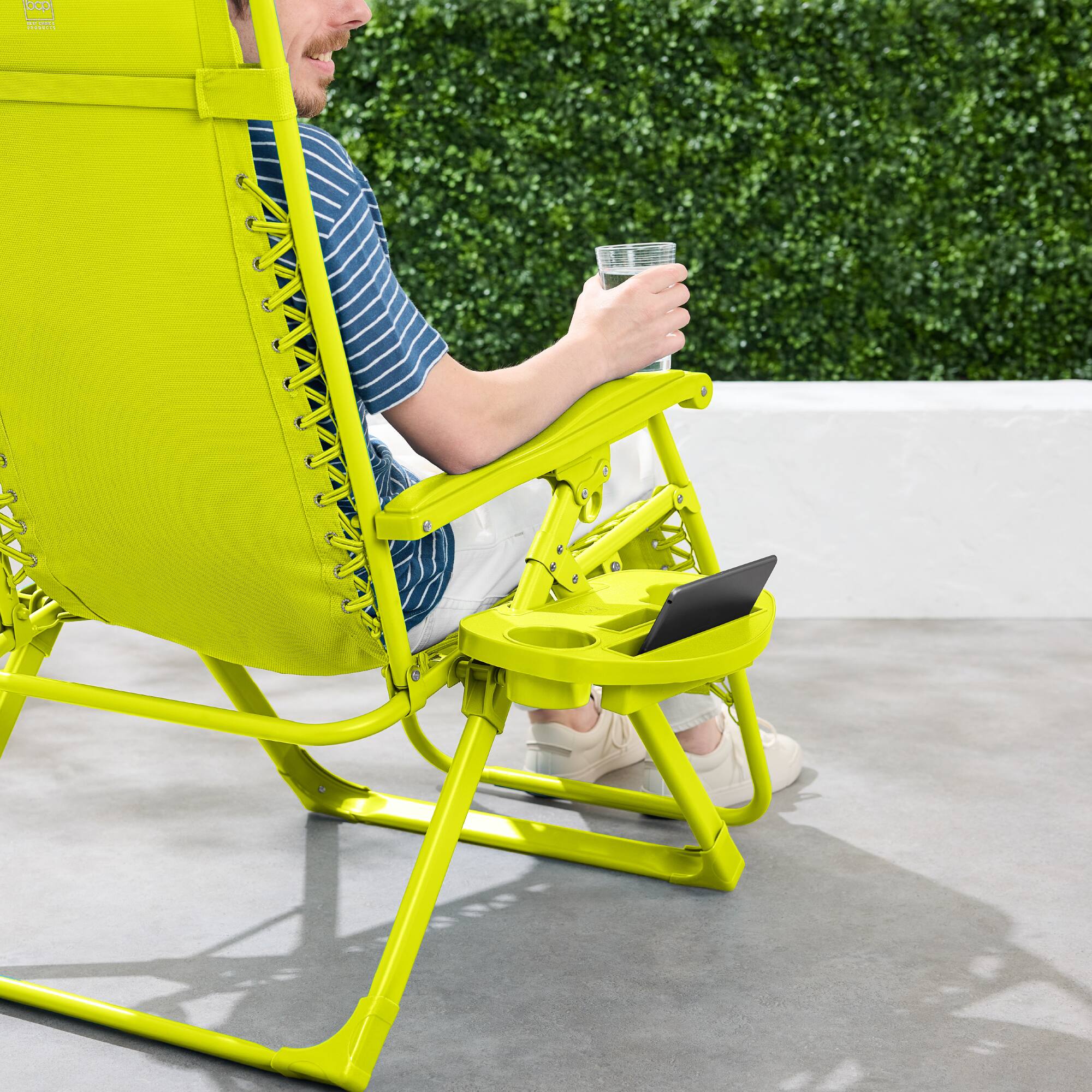 Alt View 3. Best Choice Products - Best Choice Products Monochromatic Zero Gravity Chair, Folding Patio Recliner w/Side Tray, Headrest - Neon - Neon.