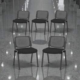 Hivvago - Set of 5 Ergonomic Mesh-Back Guest Chairs, Stackable for Easy Storage - Black
