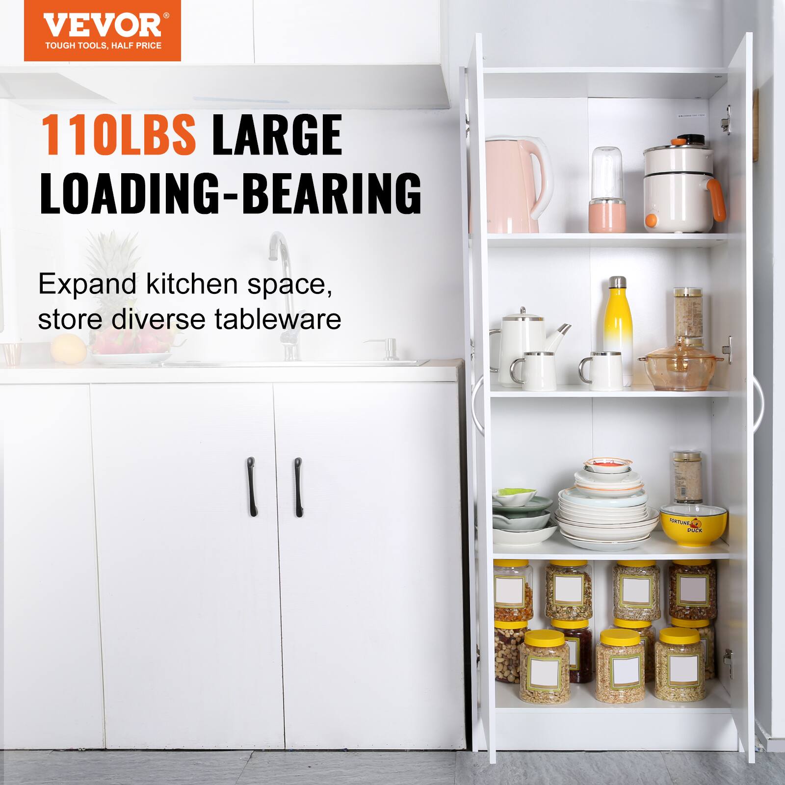 VEVOR TOUGH TOOLS, HALF PRICE 110LBS LARGE LOADING-BEARING Expand kitchen space, store diverse tableware NONTUNK POCK