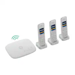 Ooma - Telo Air 2 Internet Home Phone Service with 3 Cordless Handsets - White