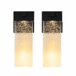 RYHNUYNE - 2-Pack Outdoor Wall Light Fixture – Weatherproof LED Sconce with Bubble Crystal & Light Sensor, 12W