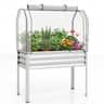 Costway - 1 PCS Galvanized Raised Garden Bed with Legs Greenhouse Cover Roll-up Door for Vegetable - Silver