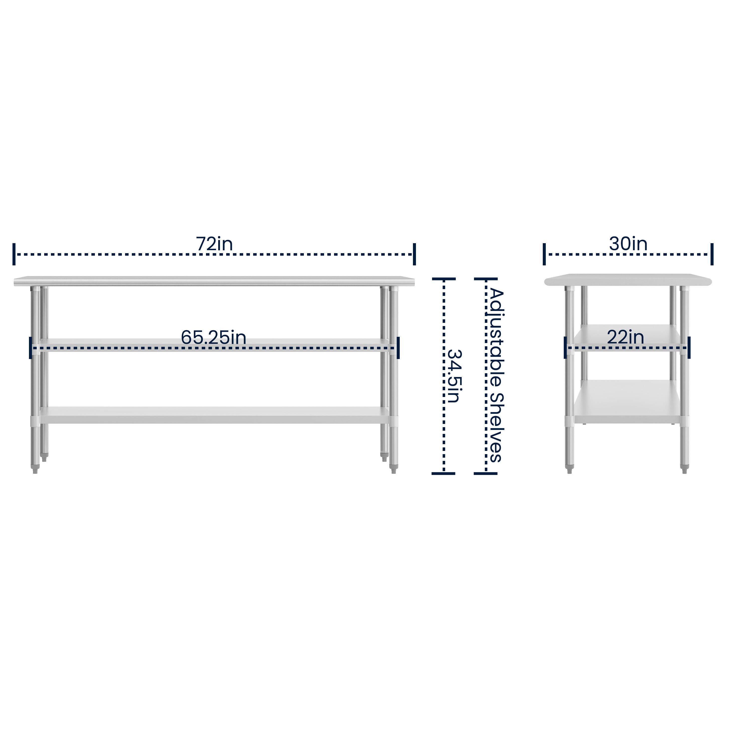 72in x 65.25in Adjustable Shelves  
30in x 22in