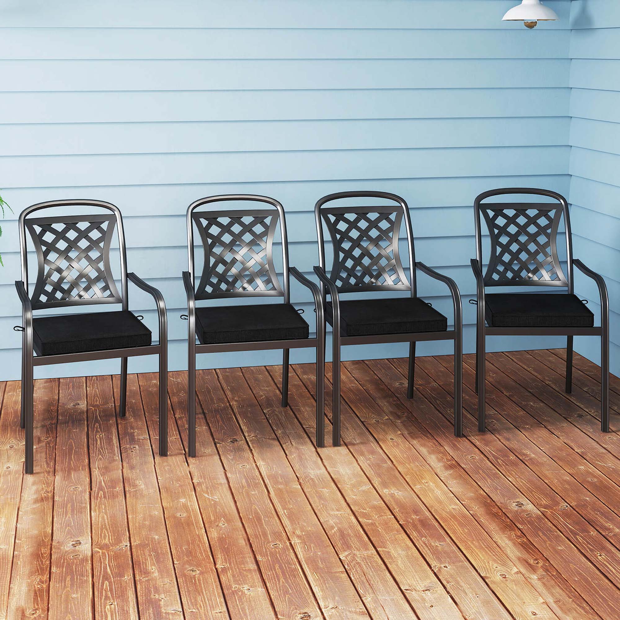 Alt View 3. Costway - Costway Outdoor Chair Cushion Set of 6 Waterproof Fade-Resistant Olefin Seat Cushions - Black.