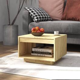 Boyel Living - 19.7 x 19.7 x 13.2 in. Square Natural Pine Solid Pinewood Small Coffee Table - Brown