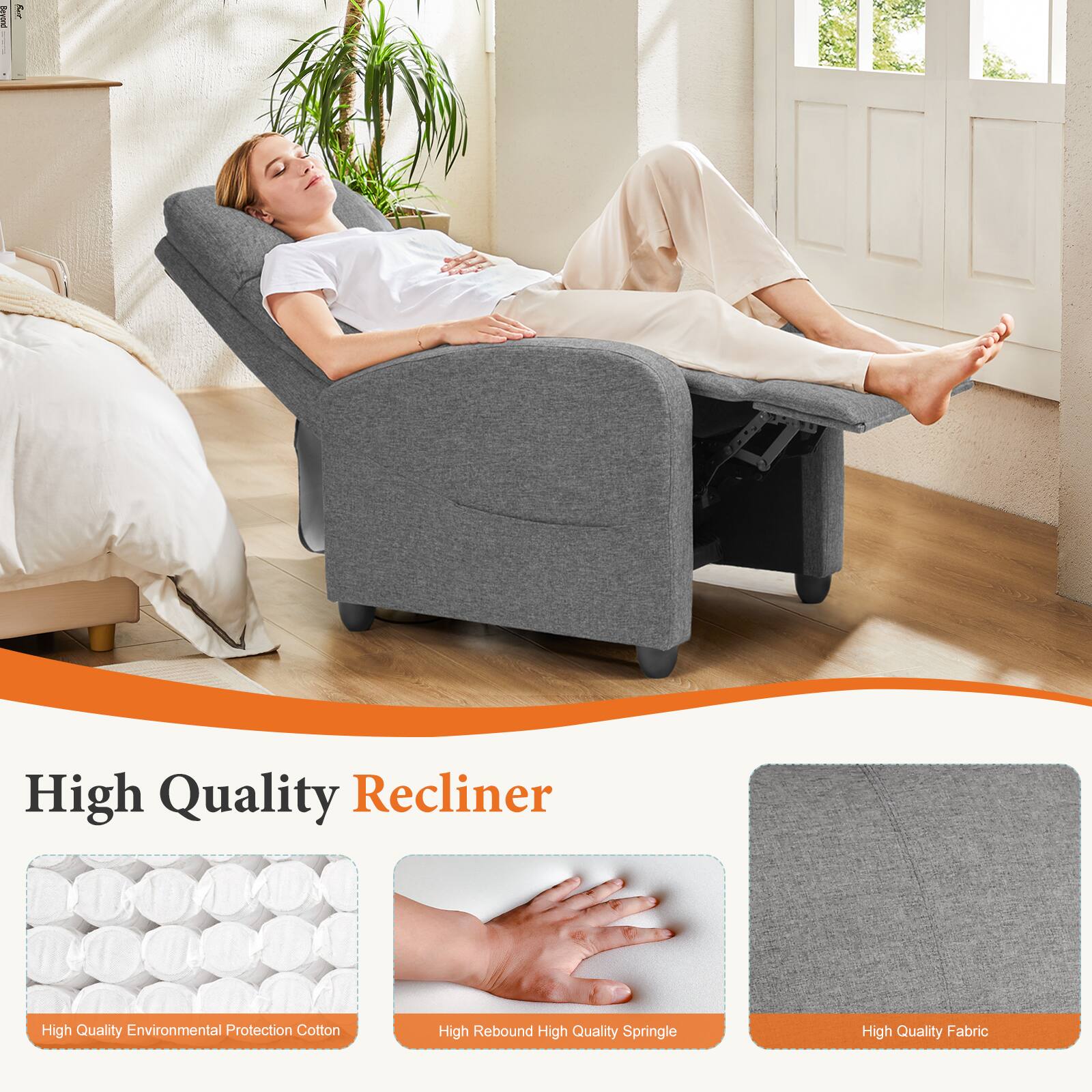 High Quality Recliner

- High Quality Environmental Protection Cotton
- High Rebound High Quality Springle
- High Quality Fabric