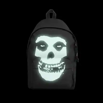 Front. PopMarket - Misfits - Rocksax - Misfits - Glow Fiend Logo - Daypack with Laptop Pocket (Black) - Multicolor.