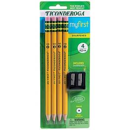 Ticonderoga - My First Pre-Sharpened Wooden Pencil, 1.3mm, #2 Medium Lead, 4/Pack (X33309X)