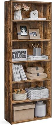 Songmics Home - VASAGLE CUSTOS Collection – 6-Tier Open Bookshelf in Rustic (9.4 x 23.6 x 63.3 Inches) - Brown