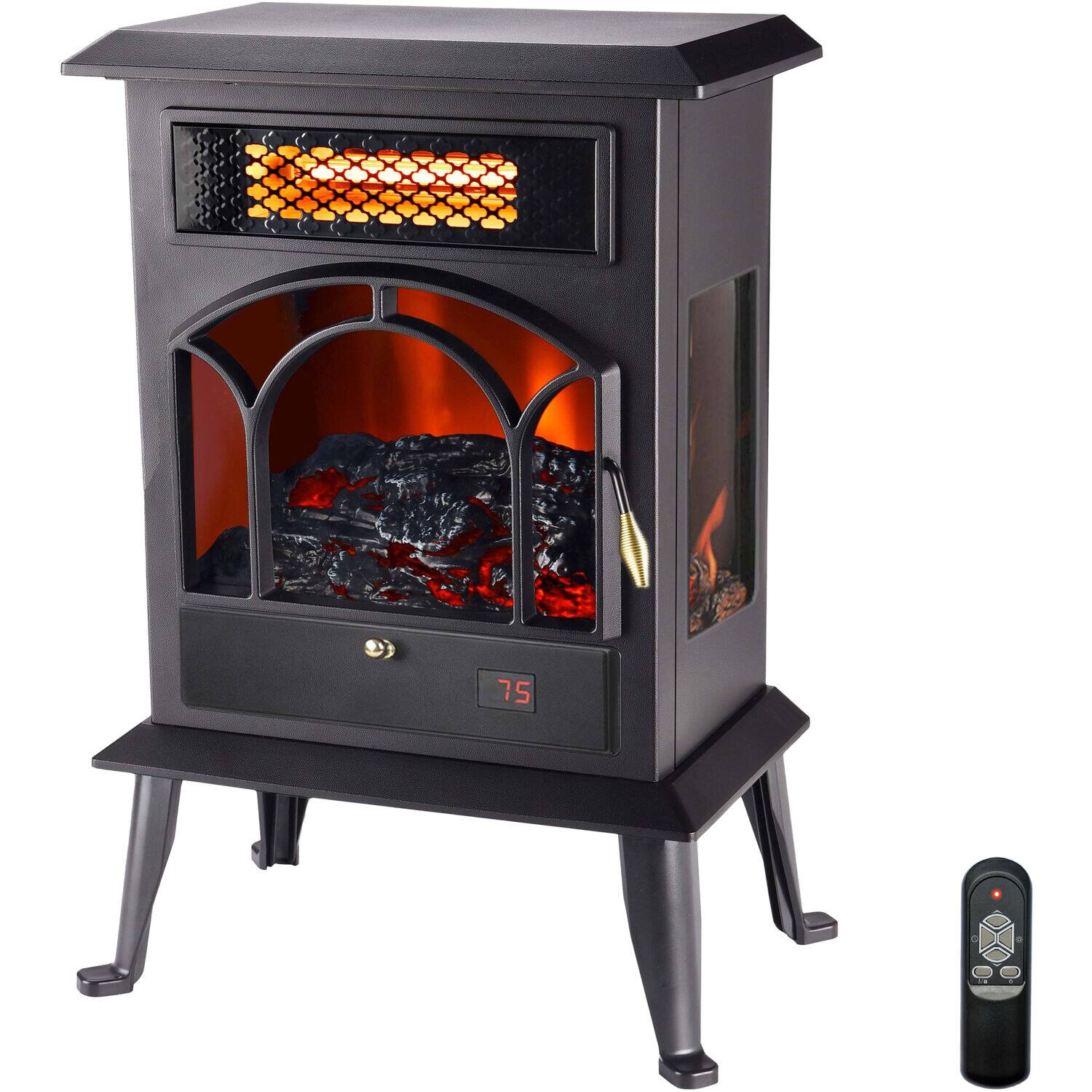 Front Zoom. Lifesmart - 3 Sided Infrared Top Vent Stove Heater - Black.