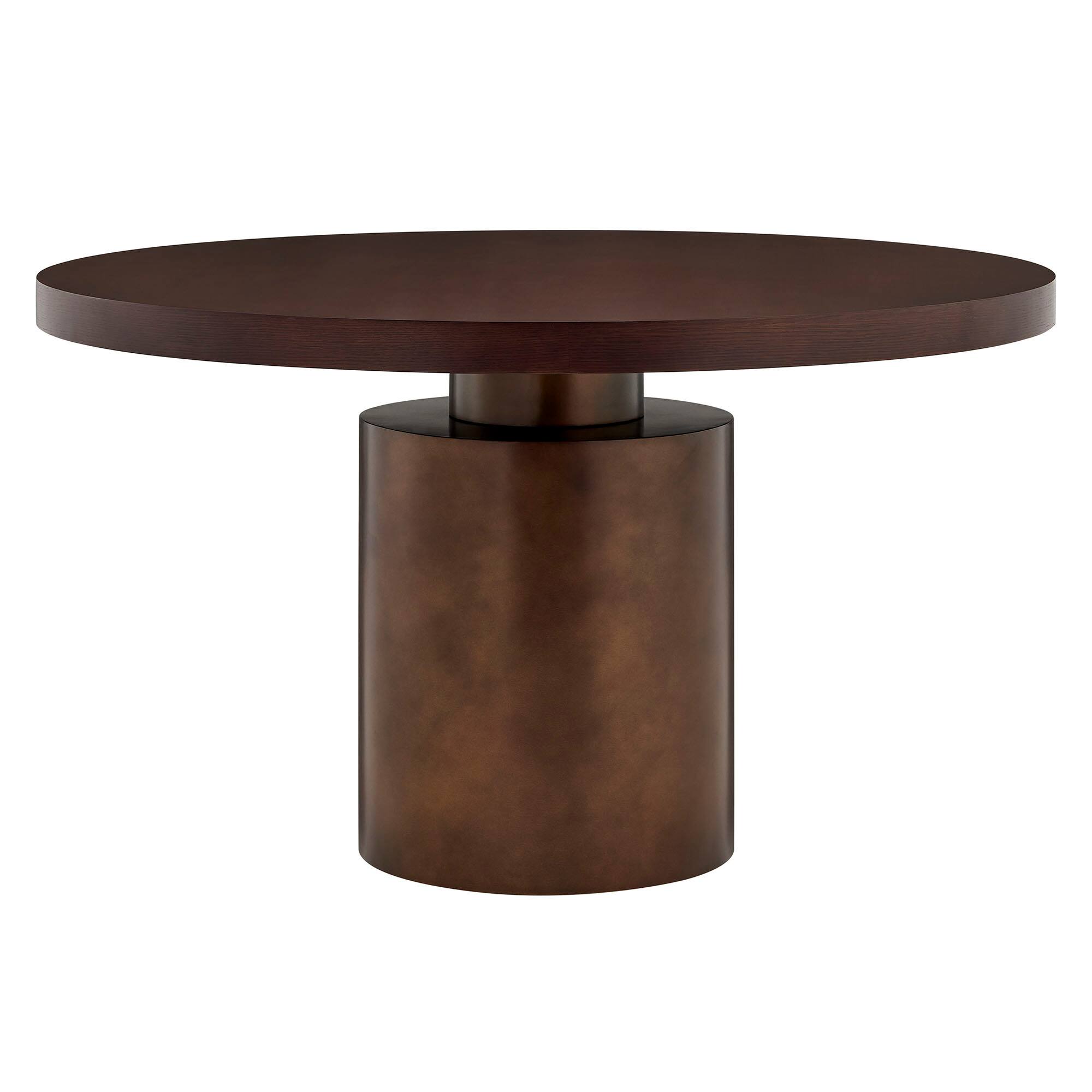 Front. Modway - Annette 54 Inch Round Pedestal Base Dining Table by Modway - Dark Walnut Burnished Brass.