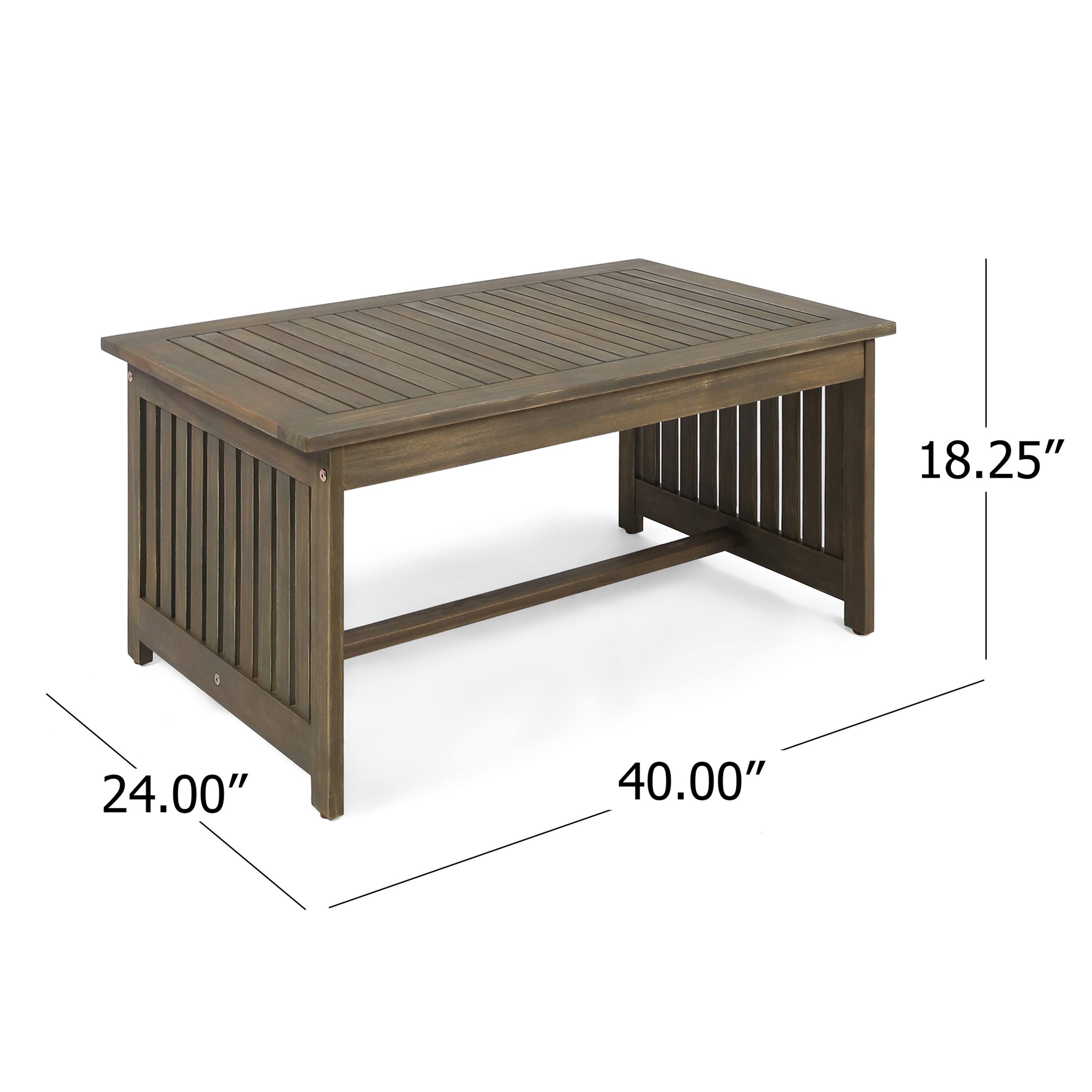 The dimensions of the table are:

- Length: 40.00"
- Width: 24.00"
- Height: 18.25"