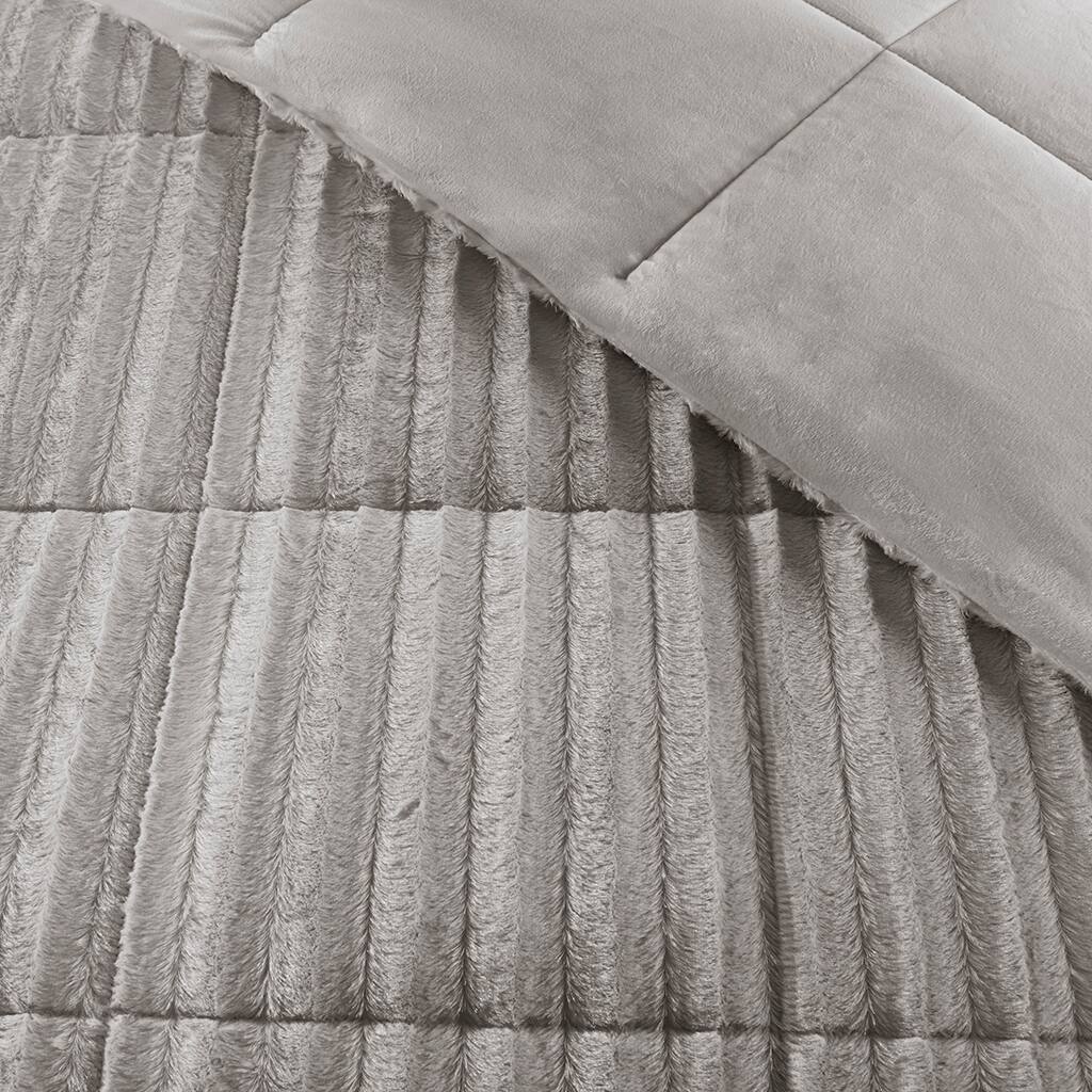 Alt View 5. Gracie Mills - Gracie Mills Wilfred Faux Fur Comforter Set - Grey.