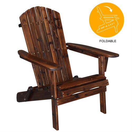 Alt View 5. Winado - Portable Wooden Adirondack Chair, Folding Outdoor Patio Fire Pit Lounge Armchair Furniture for Outdoor, Beach, Poolside - Carbonized.
