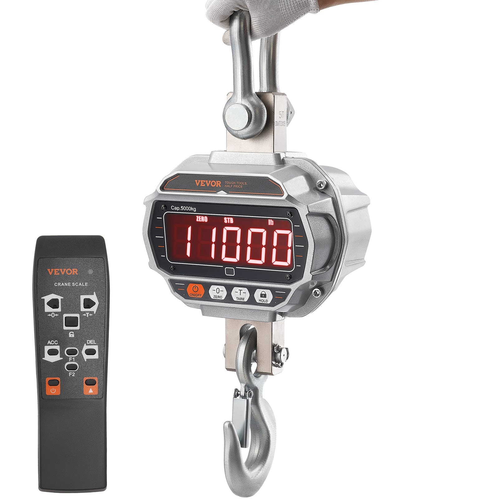 VEVOR - Digital Crane Scale, 11000 lbs/5000 kg, Industrial Heavy Duty Hanging Scale with Remote Control - Silver price history on PriceWatchPro