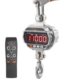 VEVOR - Digital Crane Scale, 11000 lbs/5000 kg, Industrial Heavy Duty Hanging Scale with Remote Control - Silver
