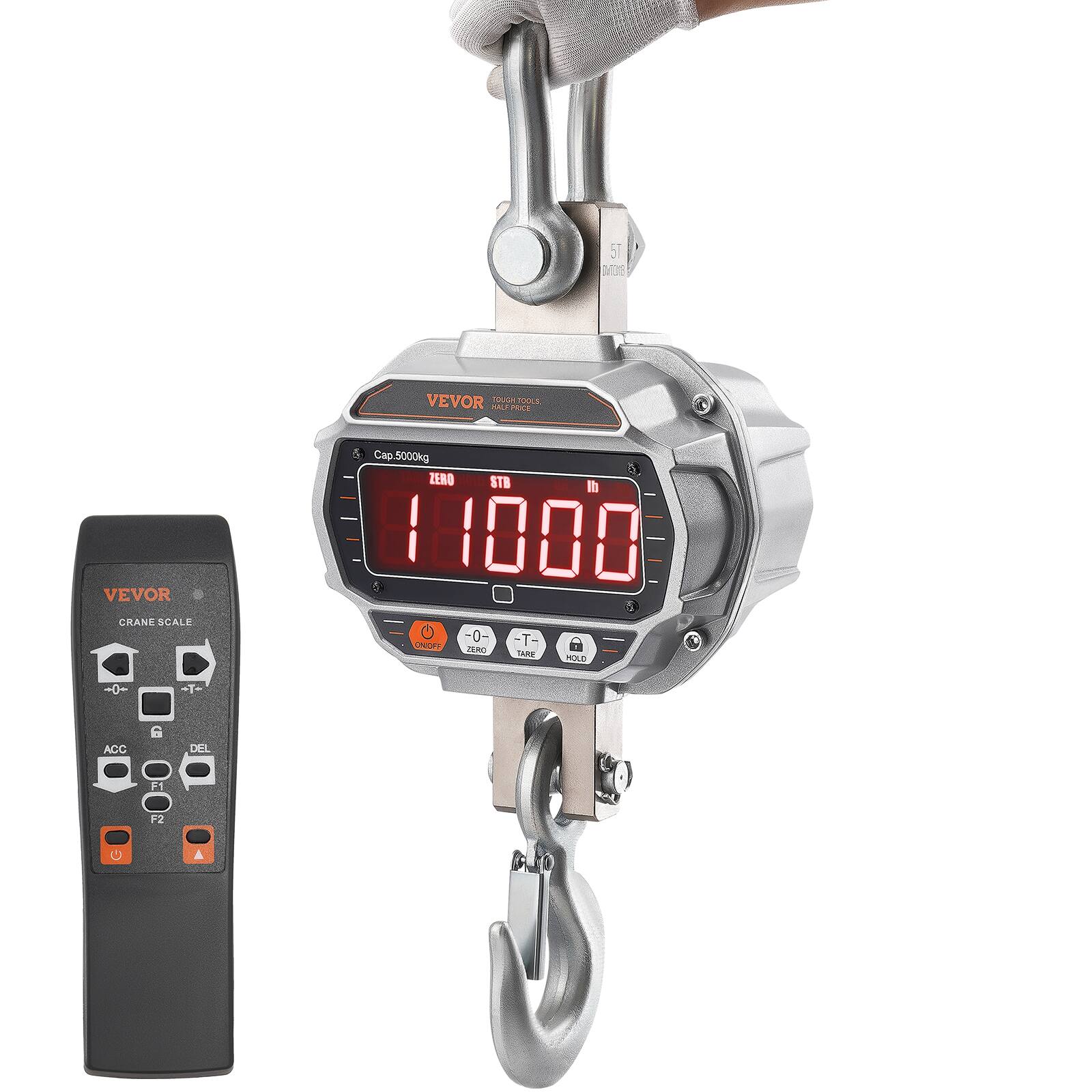 5T DS VEVOR Isun s MALP PTT VEVOR CRANE SCALE Cap 5000kg ZERO STD 11000 0- -T- RHOFY TERG TARE BOLD 0+ -Te ACC 6 DEL F1 12 A