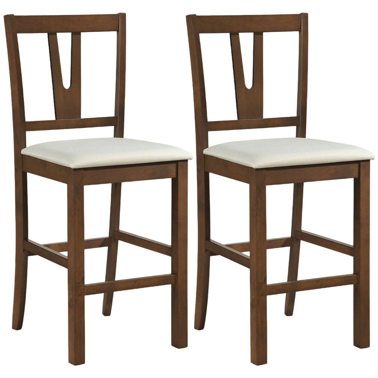 Alt View 9. Gymax - Gymax Counter Height Wooden Bar Stools Set of 4 24'' Mid-Century Modern Wood Barstools - Brown.