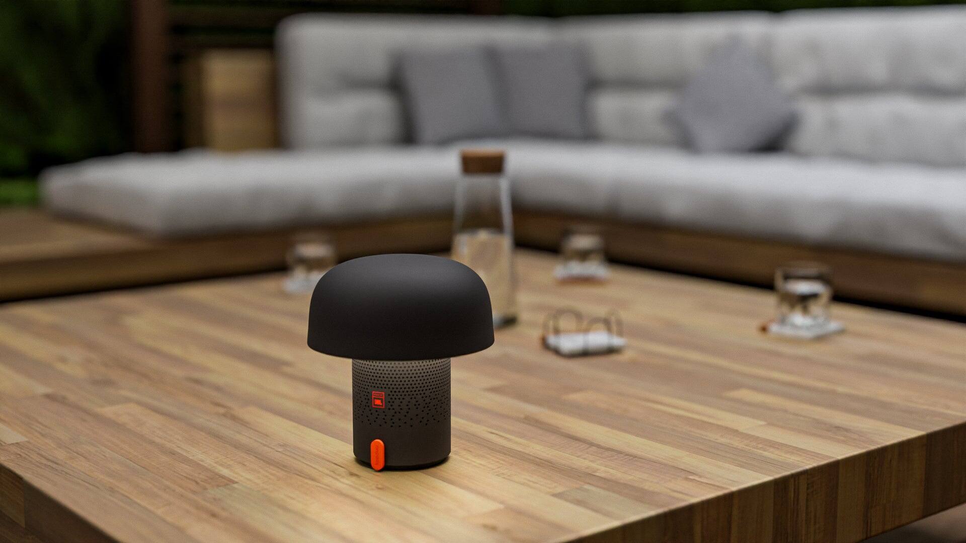 Alt View 1. Kooduu - Sensa Play- Black Lamp, Cordless rechargeable indoor/outdoor speaker Lamp, Sound by JBL.