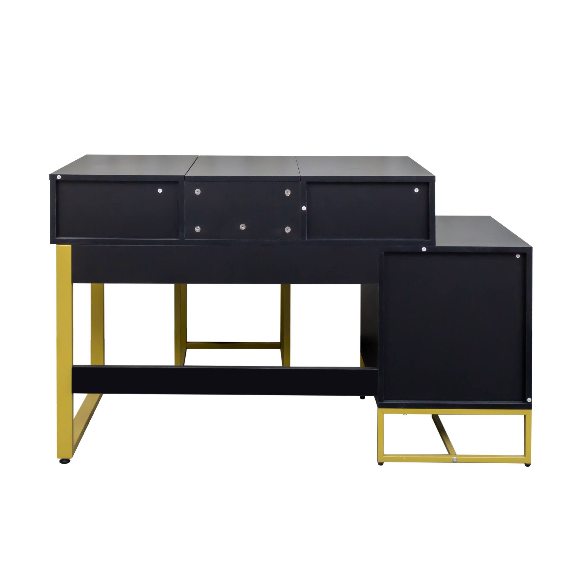 Alt View 5. APRILSOUL - Makeup Vanity Set with Mirror Dresser Table with Nightstand with 4 Drawers - Black.