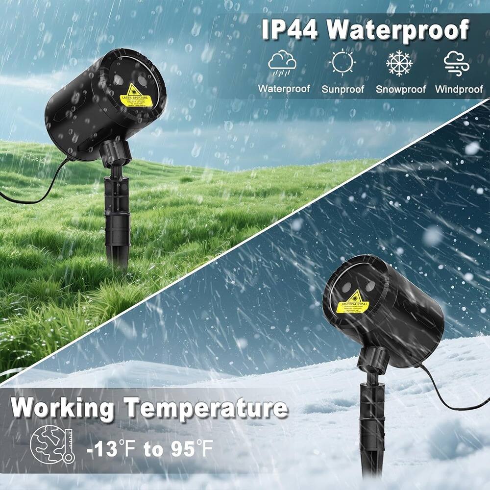 IP44 Waterproof  
Waterproof Sunproof Snowproof Windproof  

Working Temperature  
-13°F to 95°F