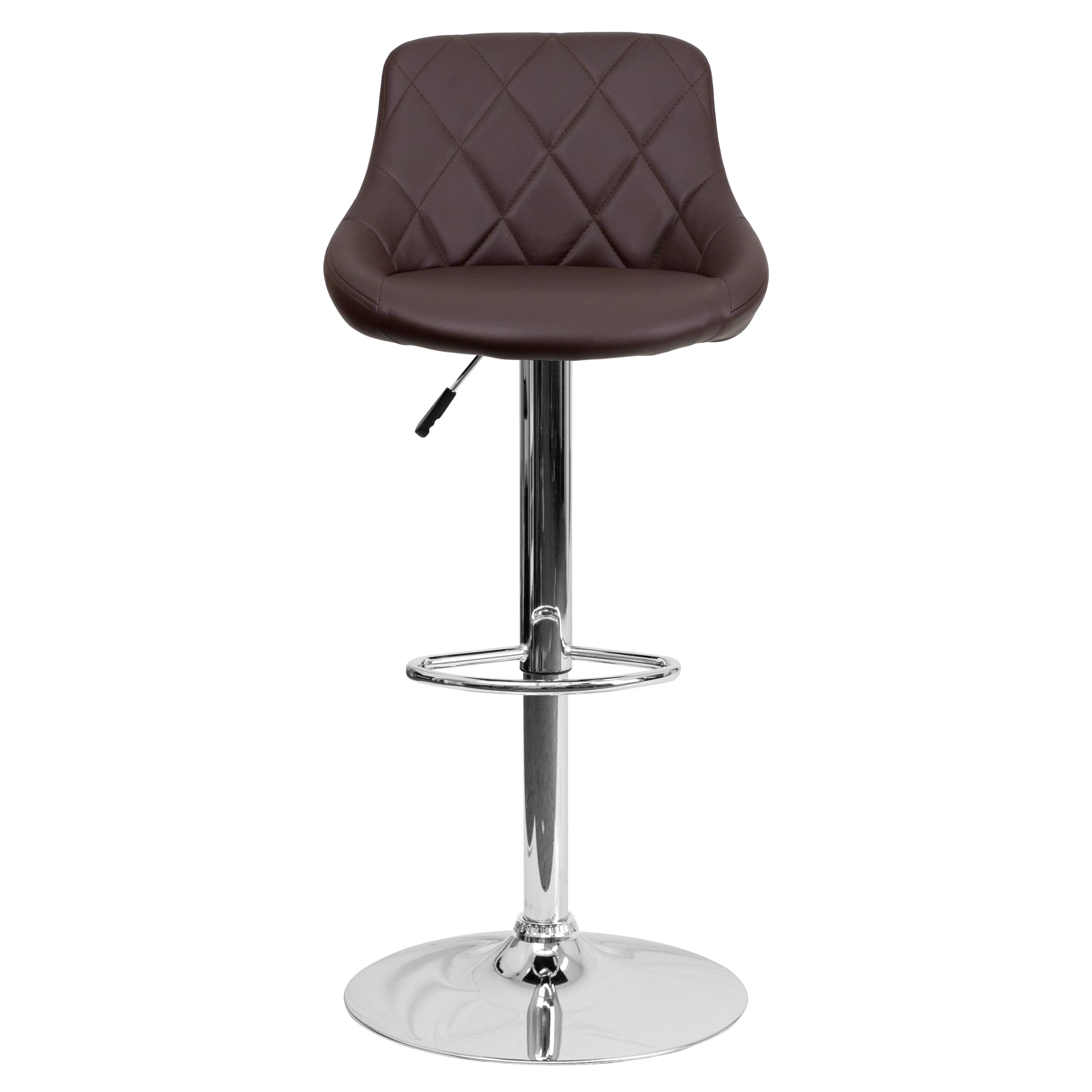 Alt View 7. Emma + Oliver - Bucket Seat Adjustable Height Barstool with Diamond Pattern Back - Brown.