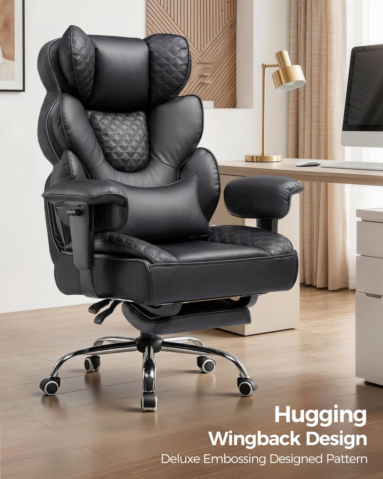 Hugging Wingback Design  
Deluxe Embossing Designed Pattern